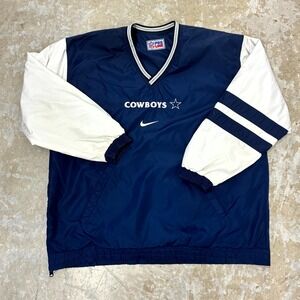 Dallas Cowboys Jacket Men L-XL Nike NFL Football Reversible Pullover Windbreaker